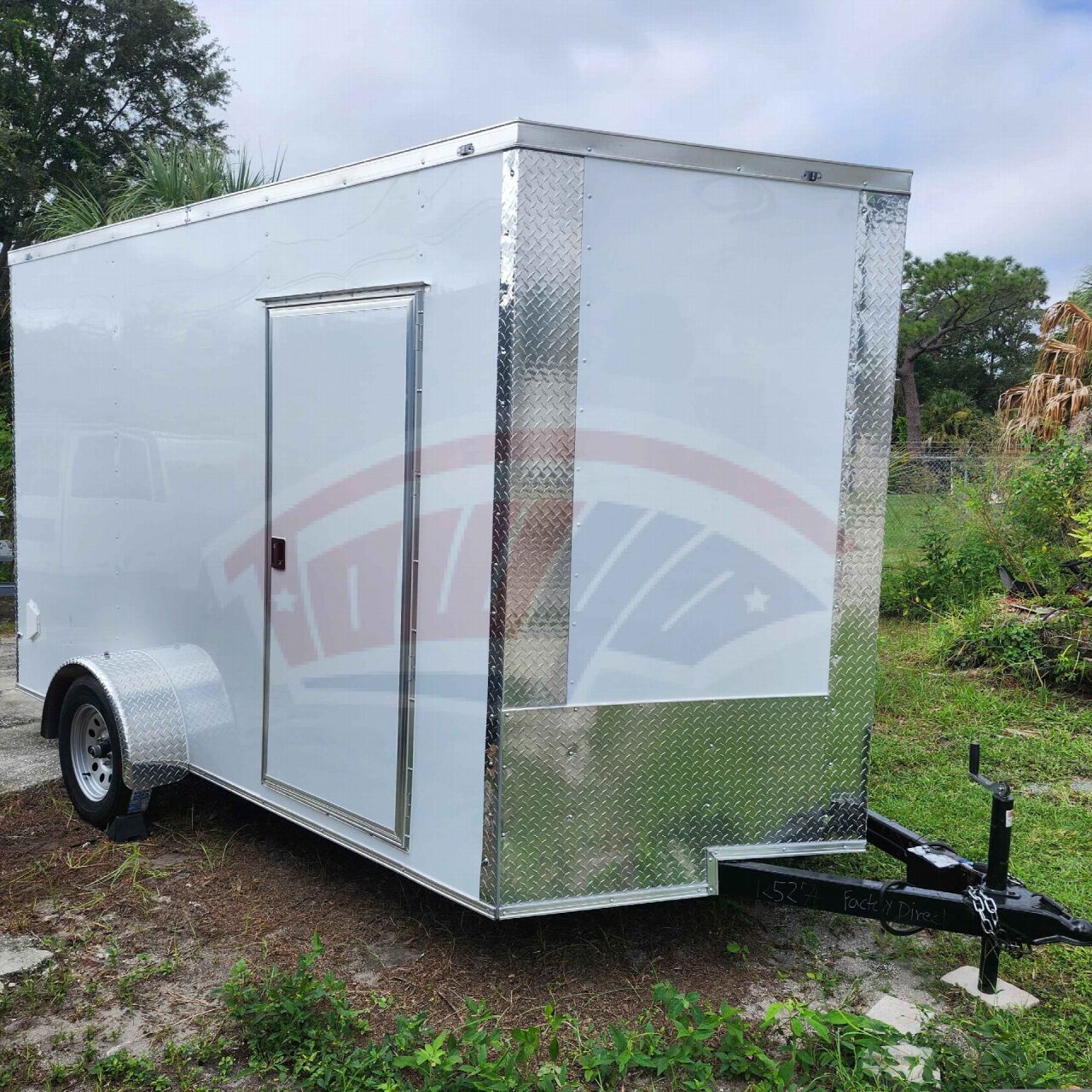 2026 J&C 7x12 Single Axle enclosed cargo trailer in white, photo 2