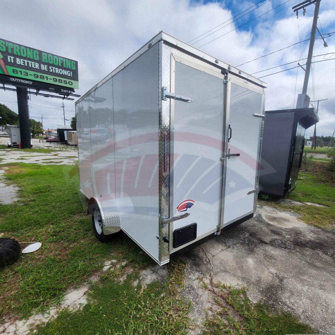 2026 J&C 7x12 Single Axle enclosed cargo trailer in white, photo 6