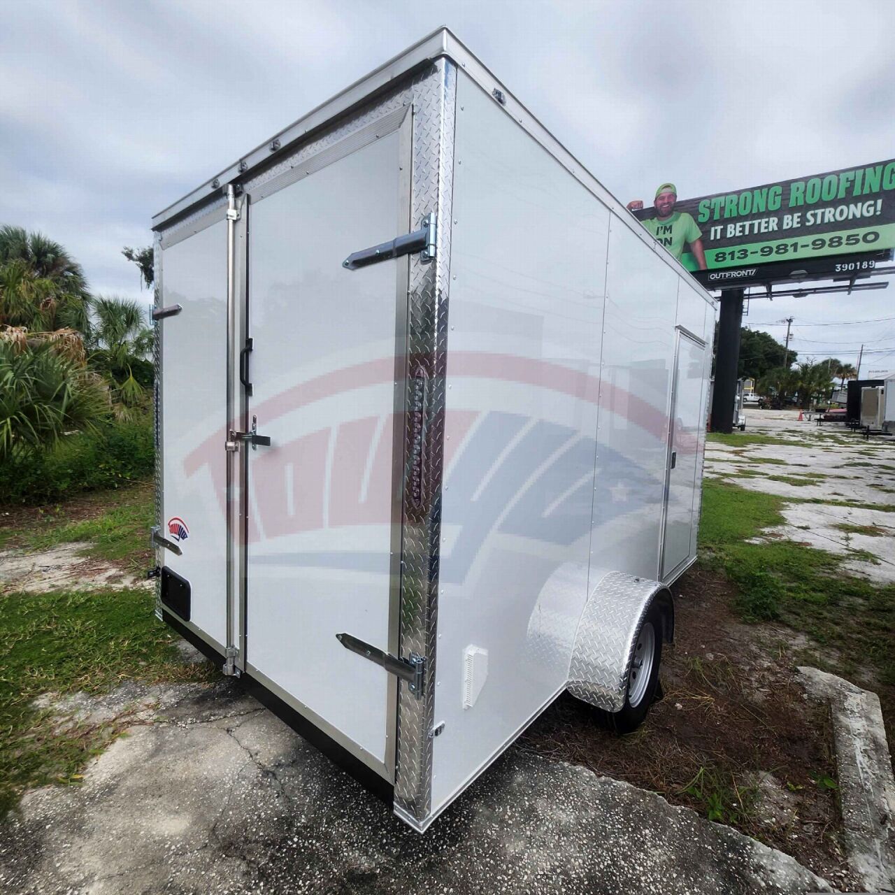 2026 J&C 7x12 Single Axle enclosed cargo trailer in white, photo 8