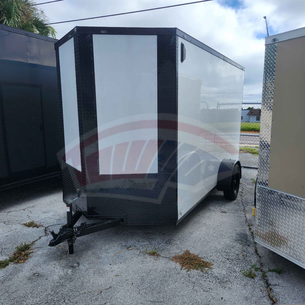 2026 J&C 6x12 Single Axle enclosed cargo trailer in white, photo 2