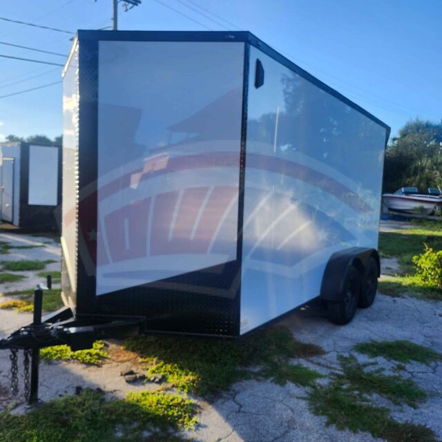 2027 Vision Cargo LLC 7x14 Tandem Axle enclosed cargo trailer in white