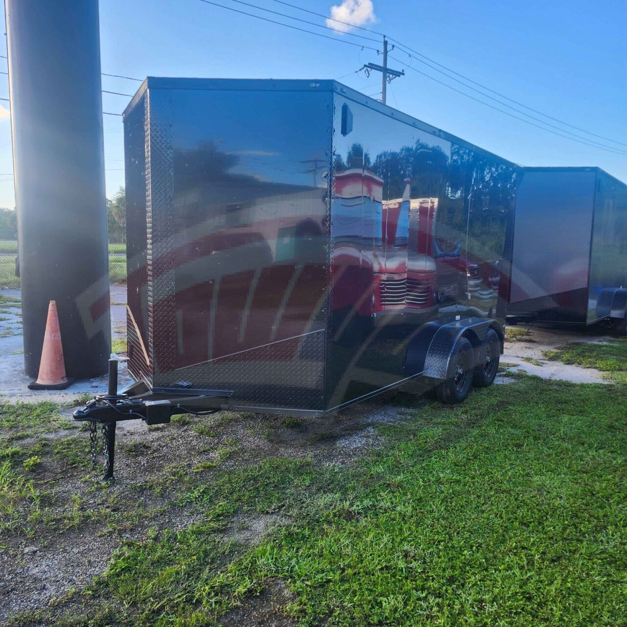 2027 Vision Cargo LLC 7x14 Tandem Axle enclosed cargo trailer in black, photo 3