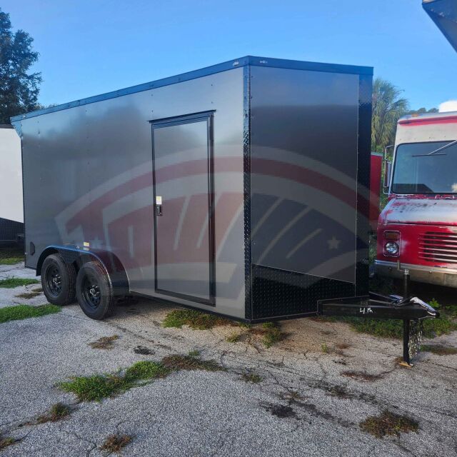 2027 Vision Cargo LLC 7x14 Tandem Axle enclosed cargo trailer in charcoal
