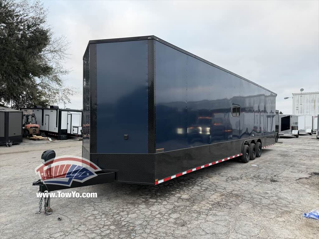 2026 Hook & Line 8.5x36 Cargo enclosed cargo trailer in indigo blue, photo 4
