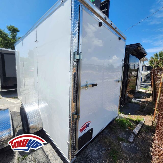 2026 J&C 7x12 Enclosed Cargo trailer in white