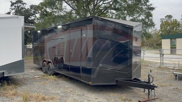 2026 Hook & Line 8.5x24 Cargo enclosed cargo trailer in black