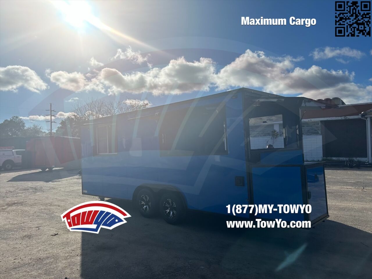 2023 Maximum 8.5x20 Cargo bbq / smoker porch trailer in true blue, photo 2