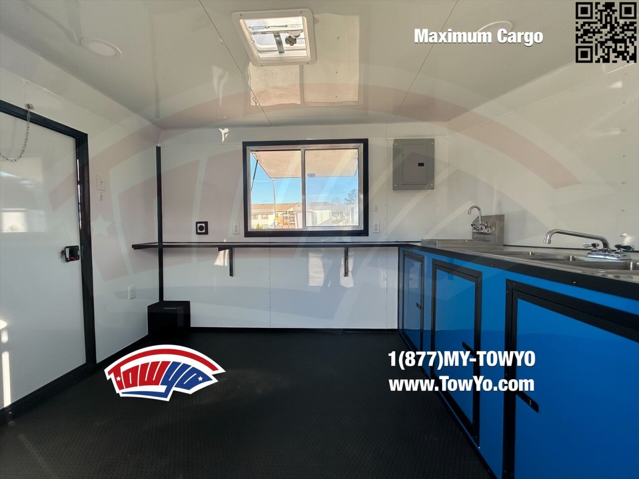2023 Maximum 8.5x20 Cargo bbq / smoker porch trailer in true blue, photo 4