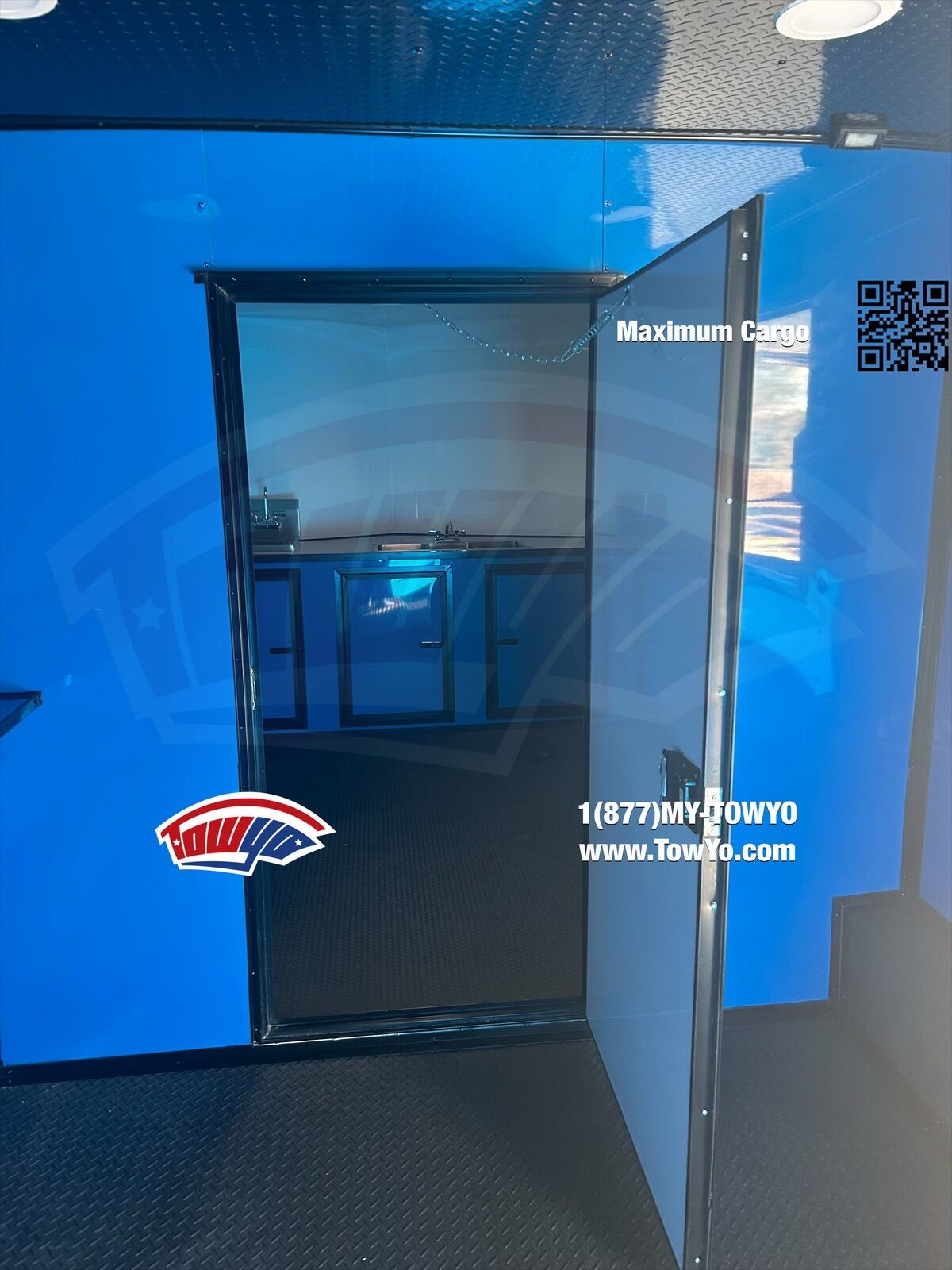 2023 Maximum 8.5x20 Cargo bbq / smoker porch trailer in true blue, photo 9