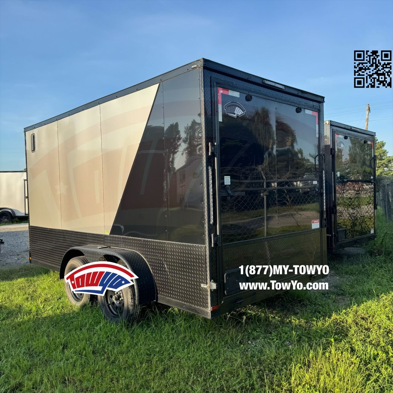 2026 TowYo 7x14 Cargo enclosed cargo trailer in black, photo 3