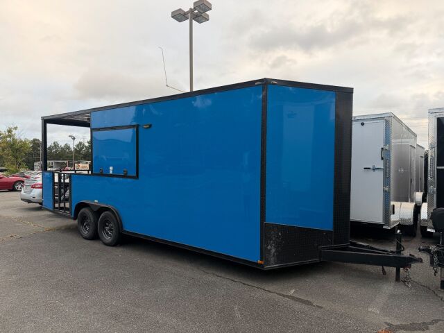 2024 TowYo 8.5x22 Cargo bbq / smoker porch trailer in true blue